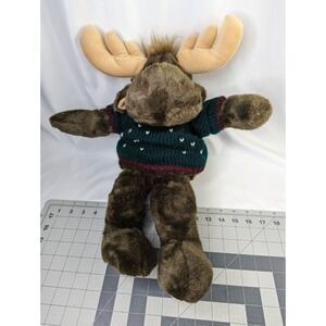 Wishpets Edward Moose Plush 18 Inch Green Sweater 1999 Stuffed Animal Toy
